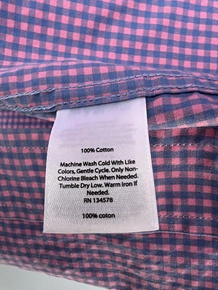 Vineyard Vines Classic Fit Tucker Shirt Pink Blue Checked Button Down Mens M - Picture 6 of 8